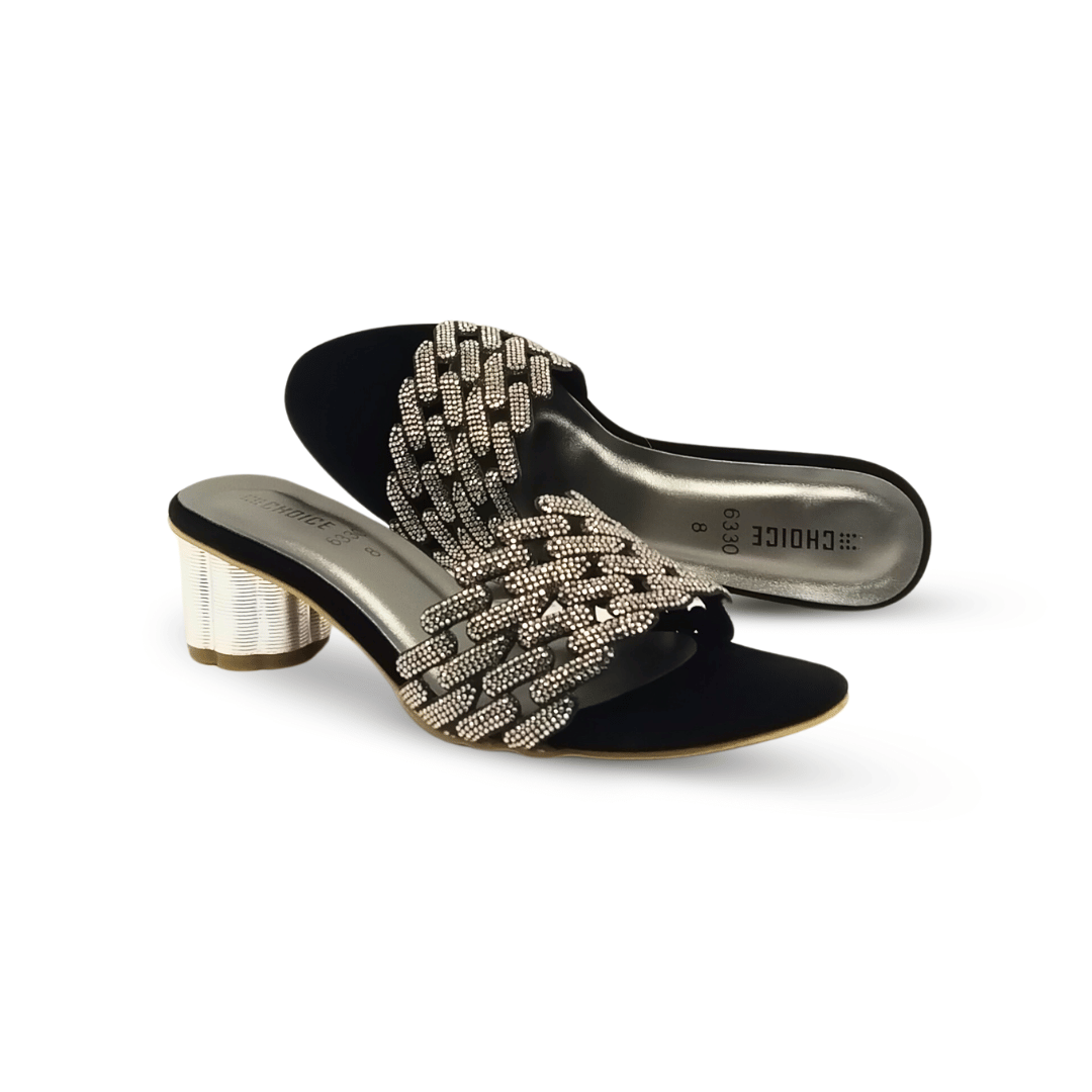 Ladies Fancy Block Heel Slipper-17556 - Image 3