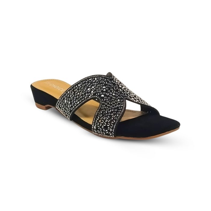 Ladies Fancy Mini Heel Slipper-13078