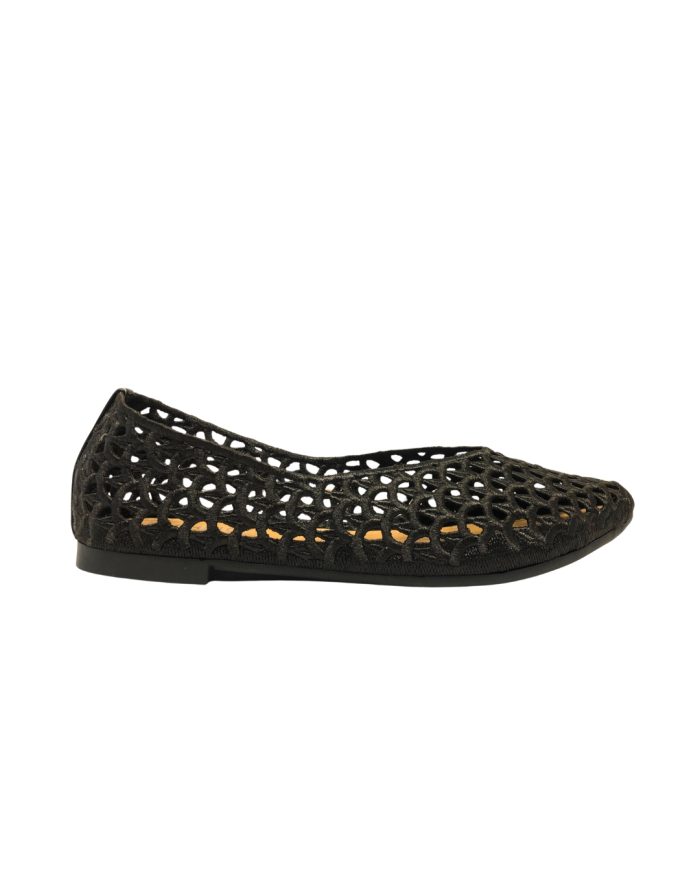 Black & Golden Net Design Khussa Flats, 21703 - Image 2