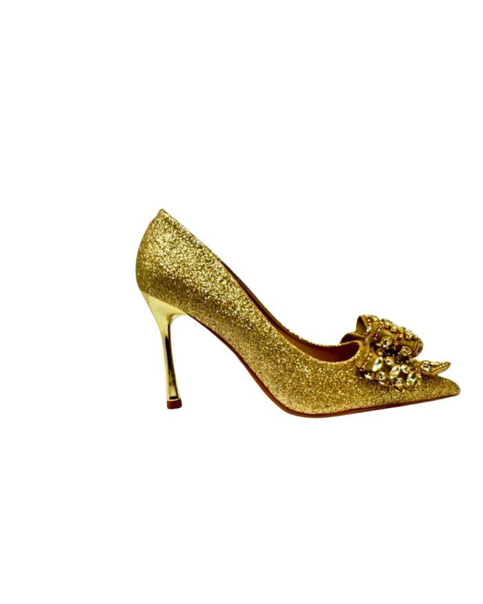 Golden Glitter Stiletto Heels 18567