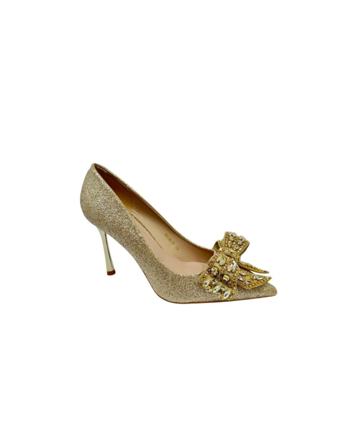 Golden Glitter Stiletto Heels 18567 - Image 3