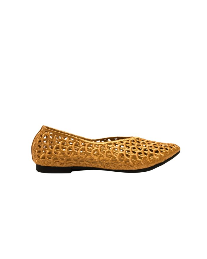 Black & Golden Net Design Khussa Flats, 21703