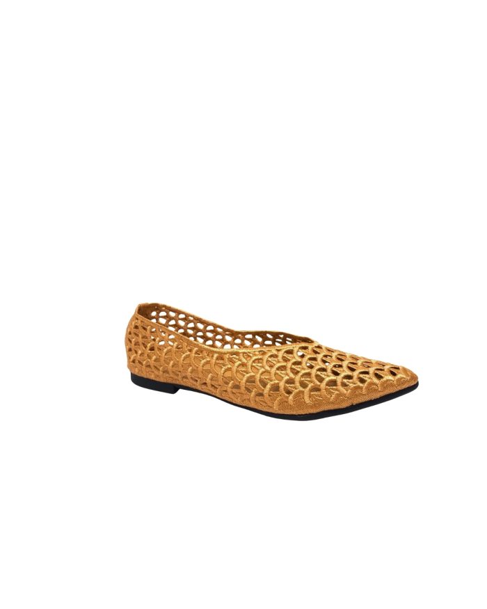 Black & Golden Net Design Khussa Flats, 21703 - Image 5