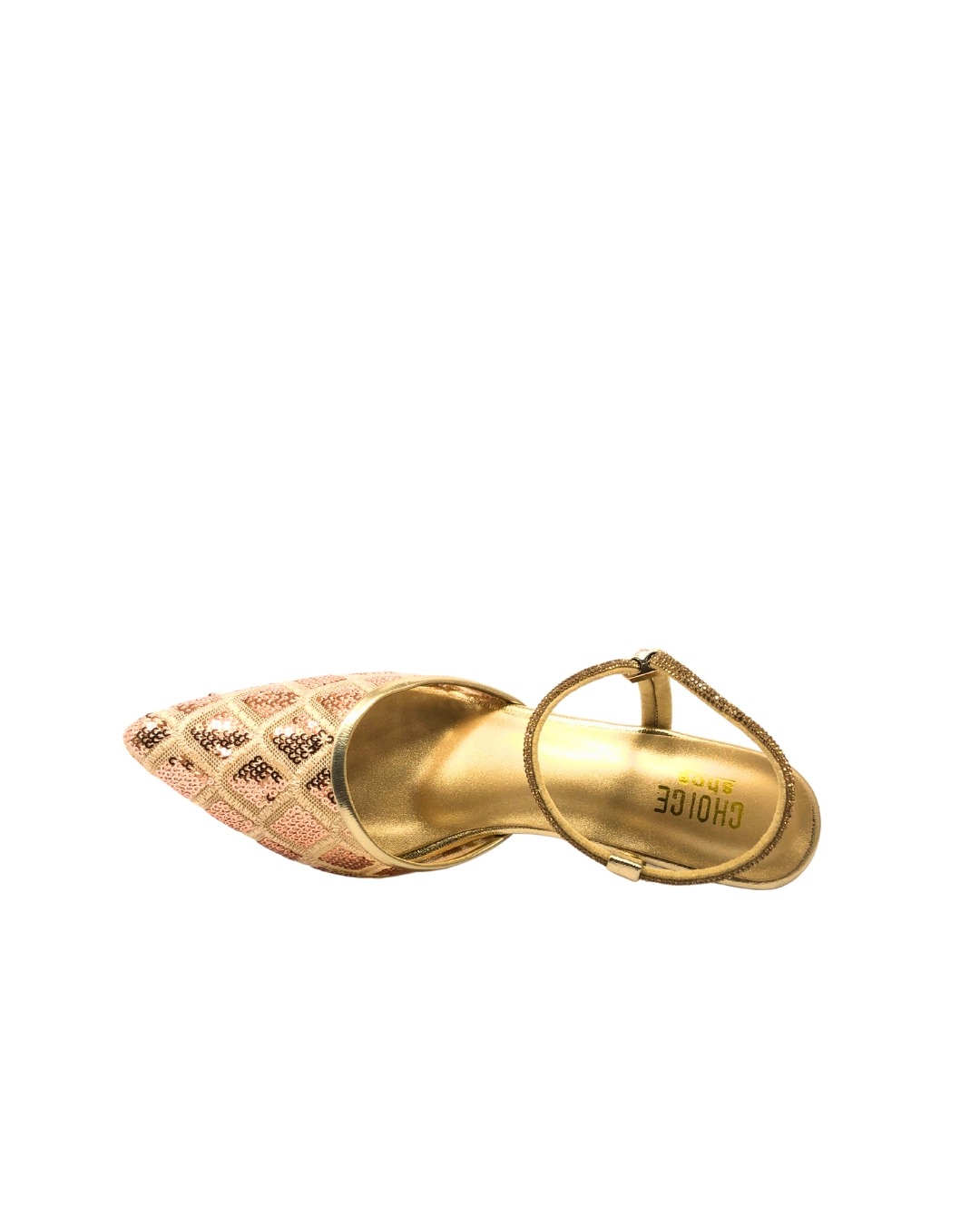 Gold Rose Sequined Slingback Heels 18579 - Image 3