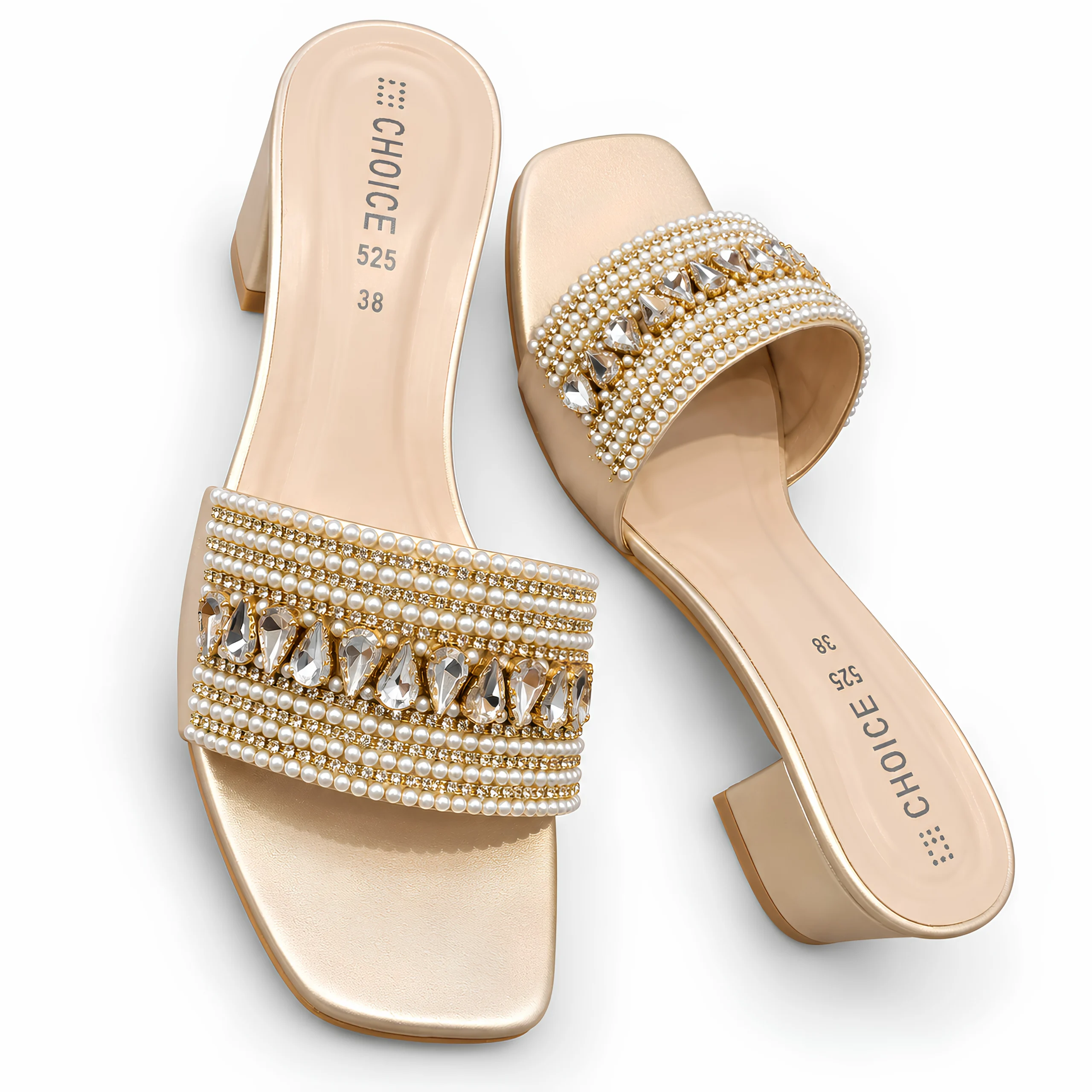 Fancy Embellished Slipper – Black & Golden | 17653 - Image 5